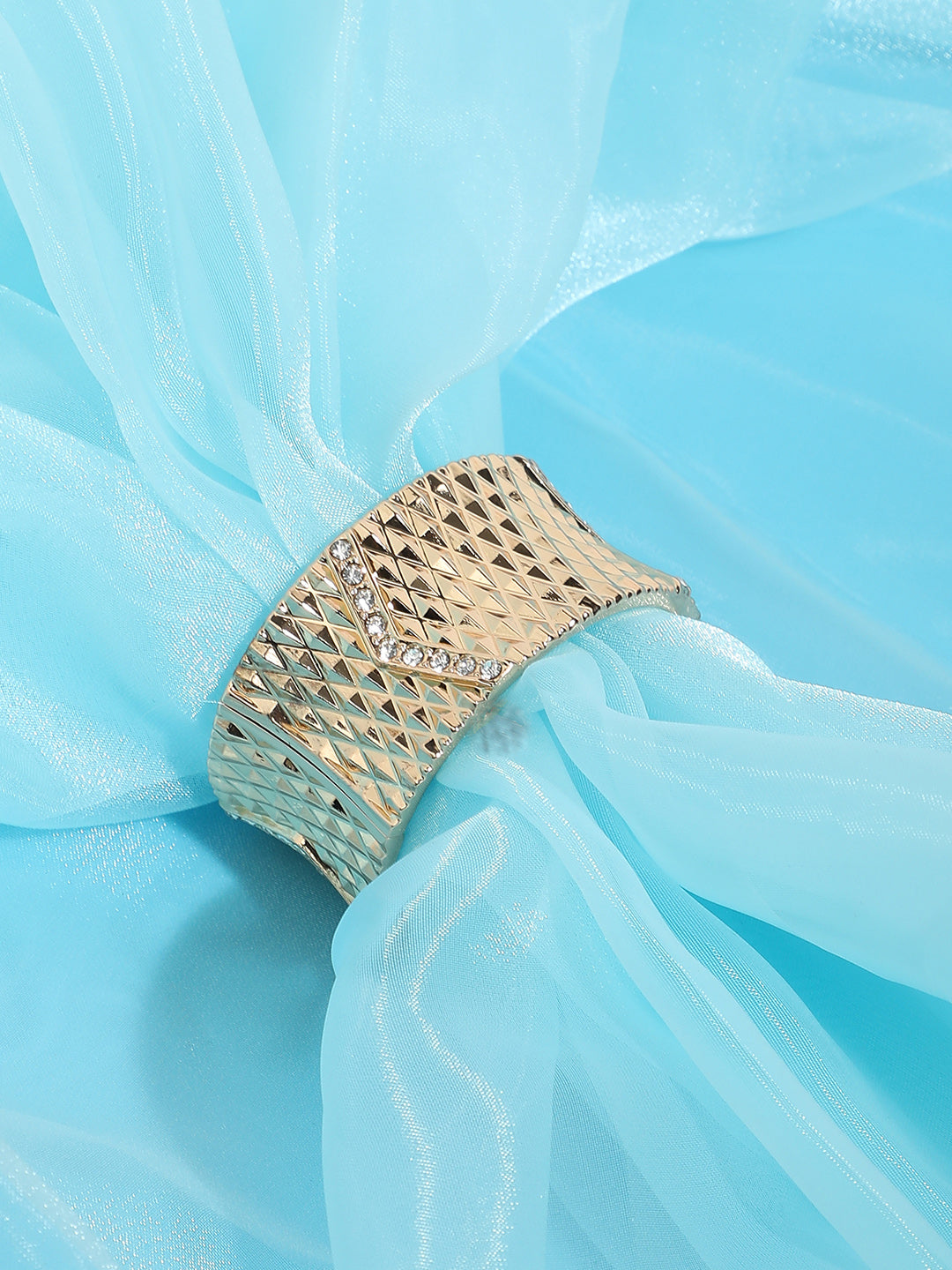 Gold Plated Stone Studded Cuff Bracelet