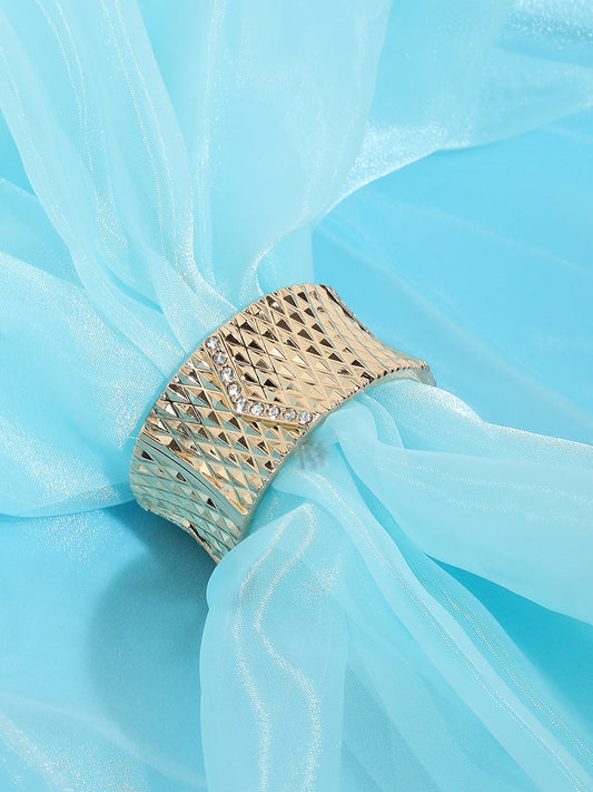 Gold Plated Stone Studded Cuff Bracelet