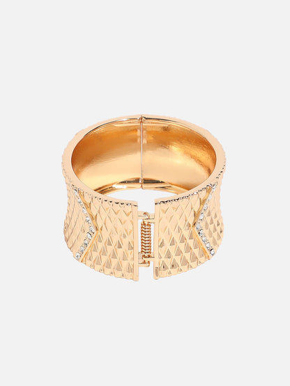 Gold Plated Stone Studded Cuff Bracelet