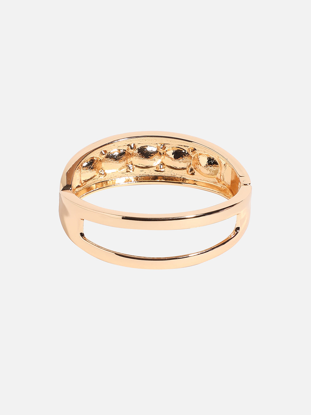Gold-Plated Stones Studded Maxi Crystal Cuff Bracelet