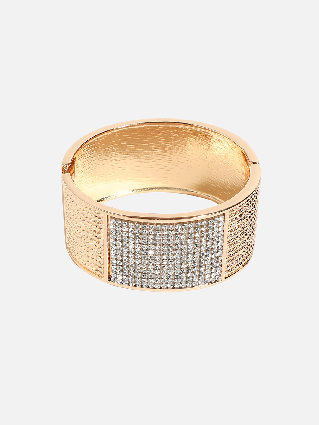 Gold-Plated Stones Studded Cluster Cuff Bracelet