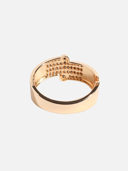 Gold-Plated Stones Studded Lined Cuff Bracelet