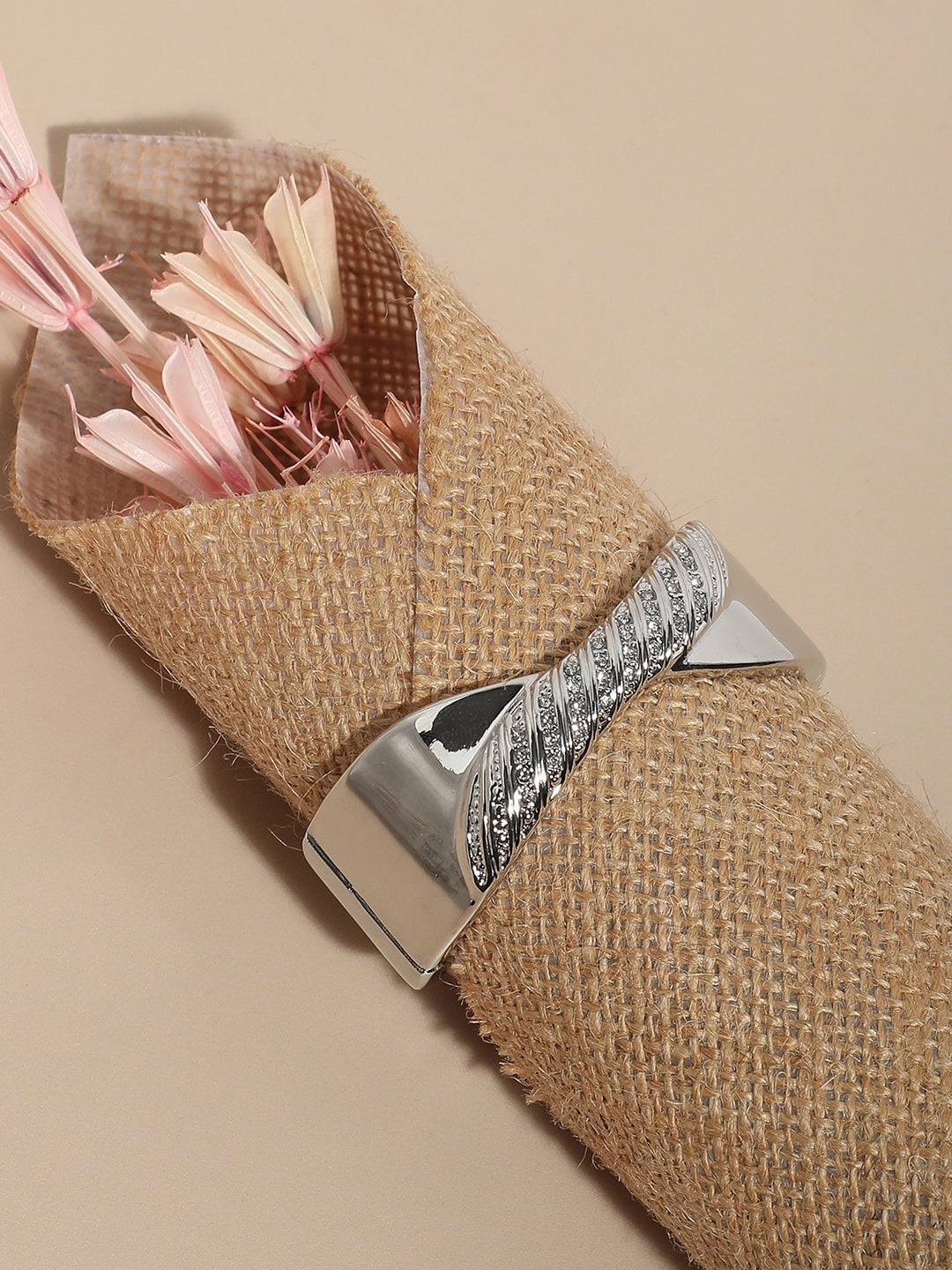 Silver Plated Stone Studded Cuff Bracelet