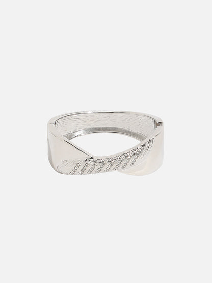 Silver Plated Stone Studded Cuff Bracelet