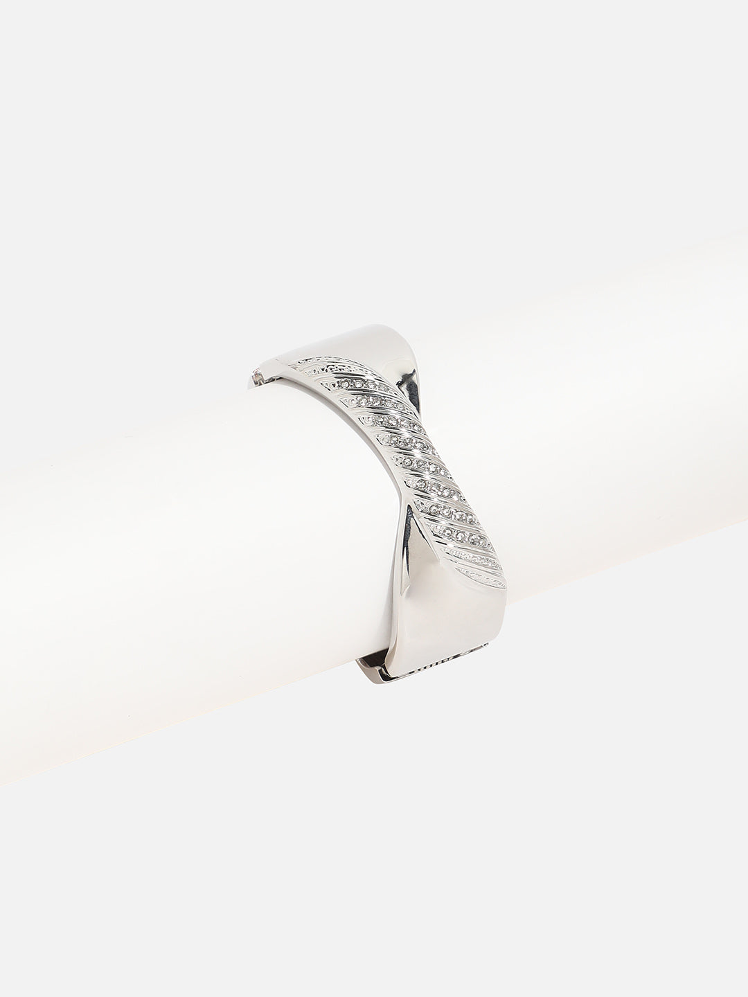 Silver Plated Stone Studded Cuff Bracelet