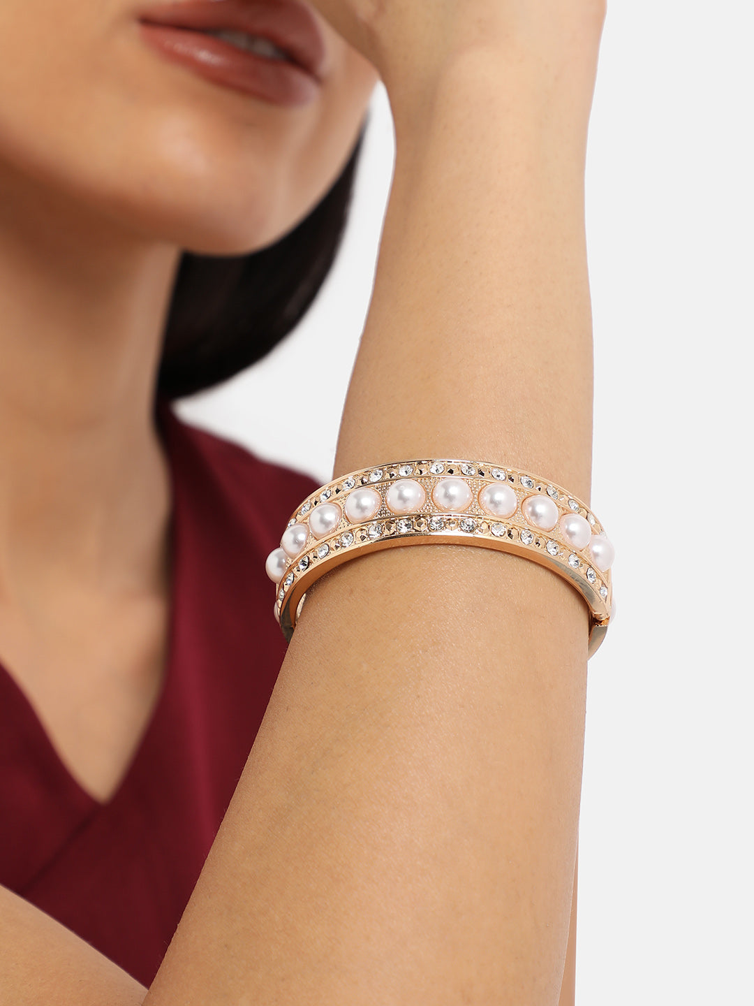 Gold-Plated Beaded Kada Bracelet