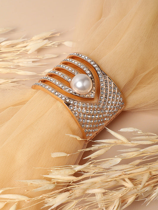 Gold Plated Arrowhead Stone Studded Cuff Bracelet