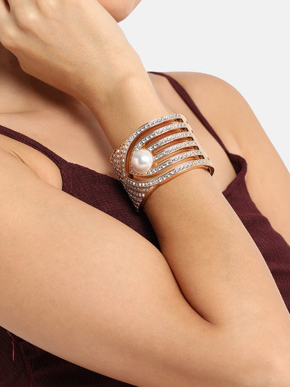 Gold Plated Arrowhead Stone Studded Cuff Bracelet