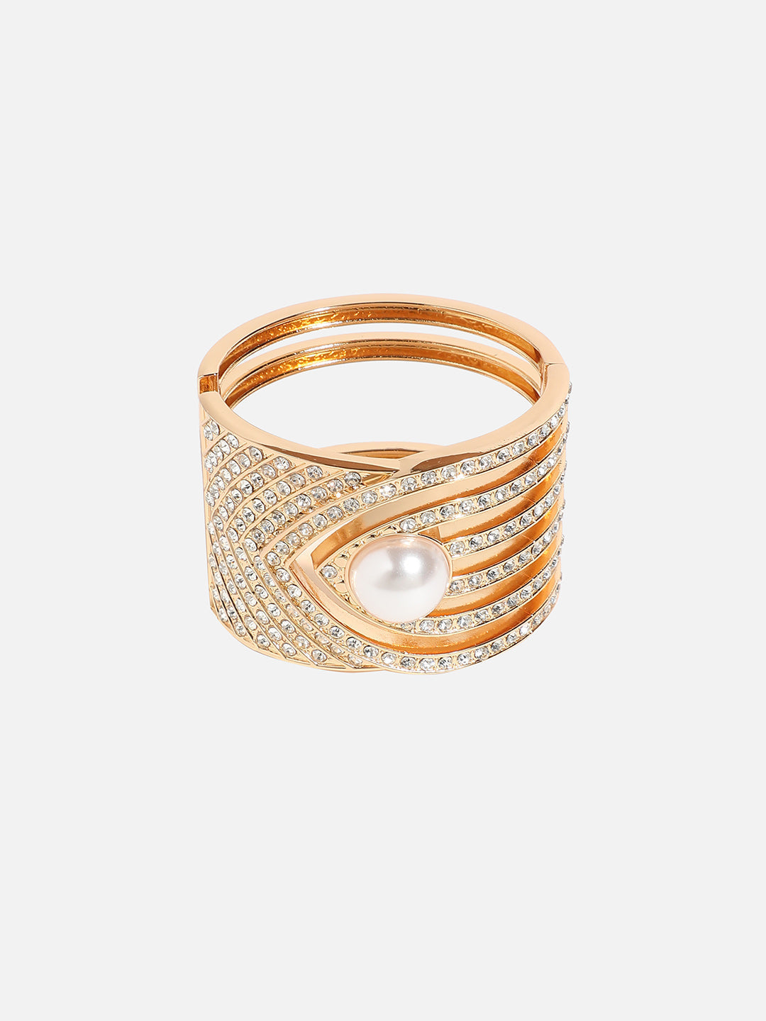 Gold Plated Arrowhead Stone Studded Cuff Bracelet