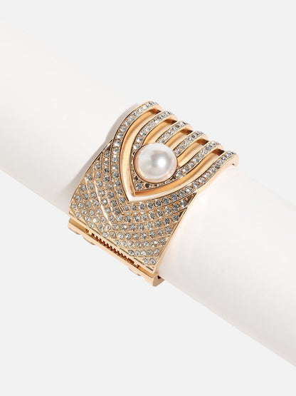 Gold Plated Arrowhead Stone Studded Cuff Bracelet