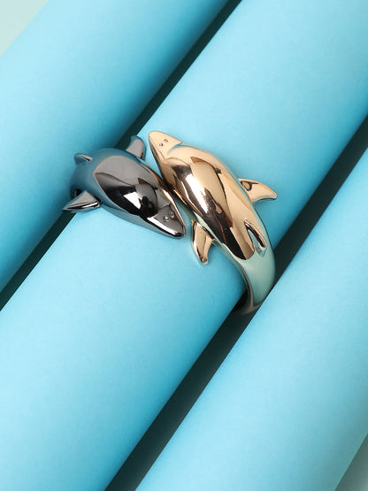 Gold Plated Contrast Whale Cuff Bracelet