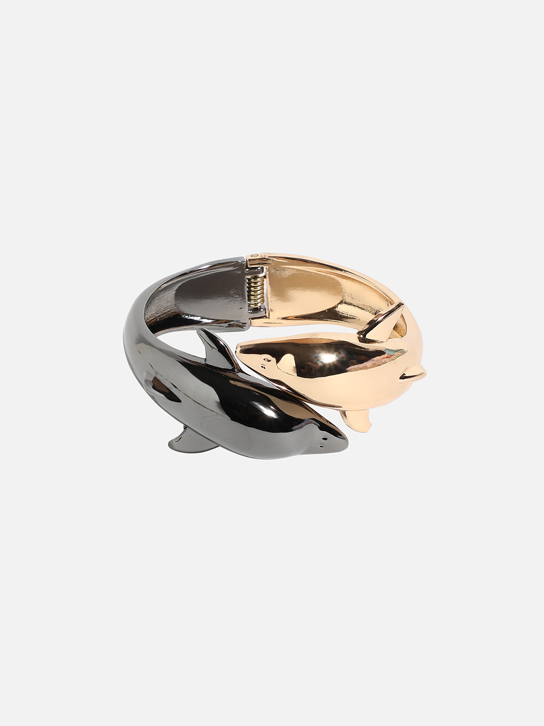 Gold Plated Contrast Whale Cuff Bracelet