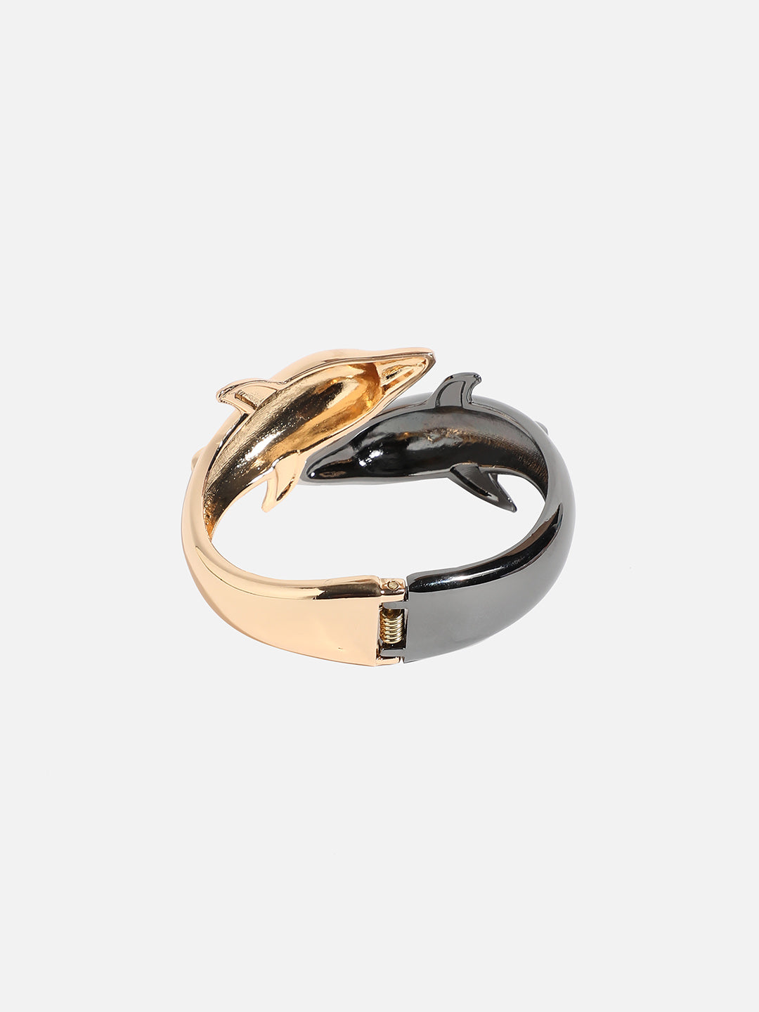 Gold Plated Contrast Whale Cuff Bracelet