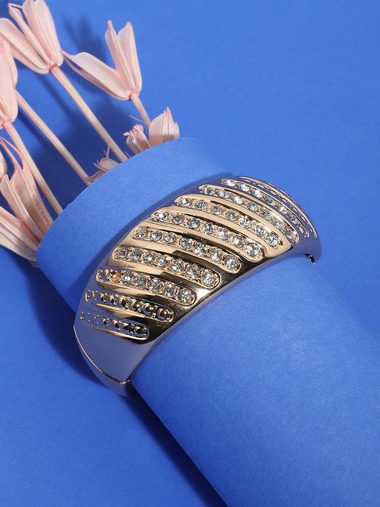 Gold Plated Stone Studded Cuff Bracelet