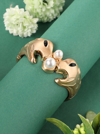 Gold-Plated Beaded Cuff Bracelet
