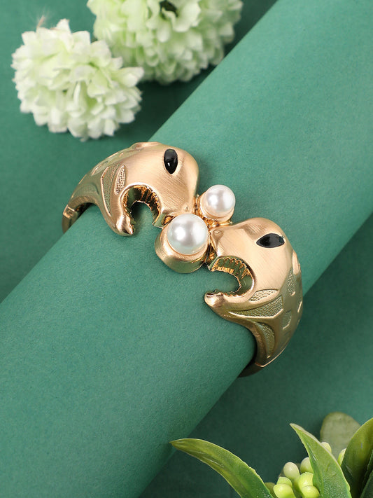 Gold-Plated Beaded Cuff Bracelet