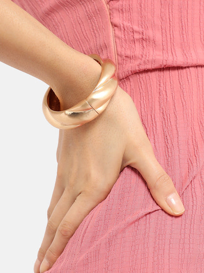 Gold-Plated Twisted Bangle-Style Bracelet