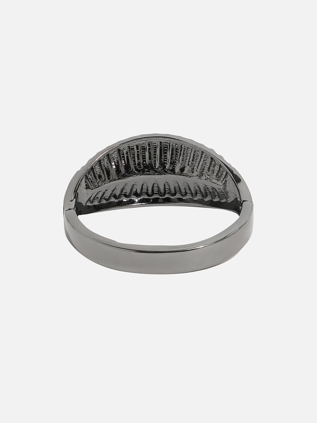 Silver-Plated Stones Studded Leaflet Cuff Bracelet