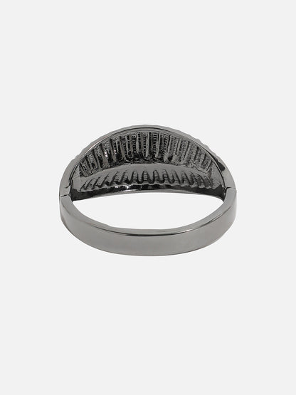 Silver-Plated Stones Studded Leaflet Cuff Bracelet