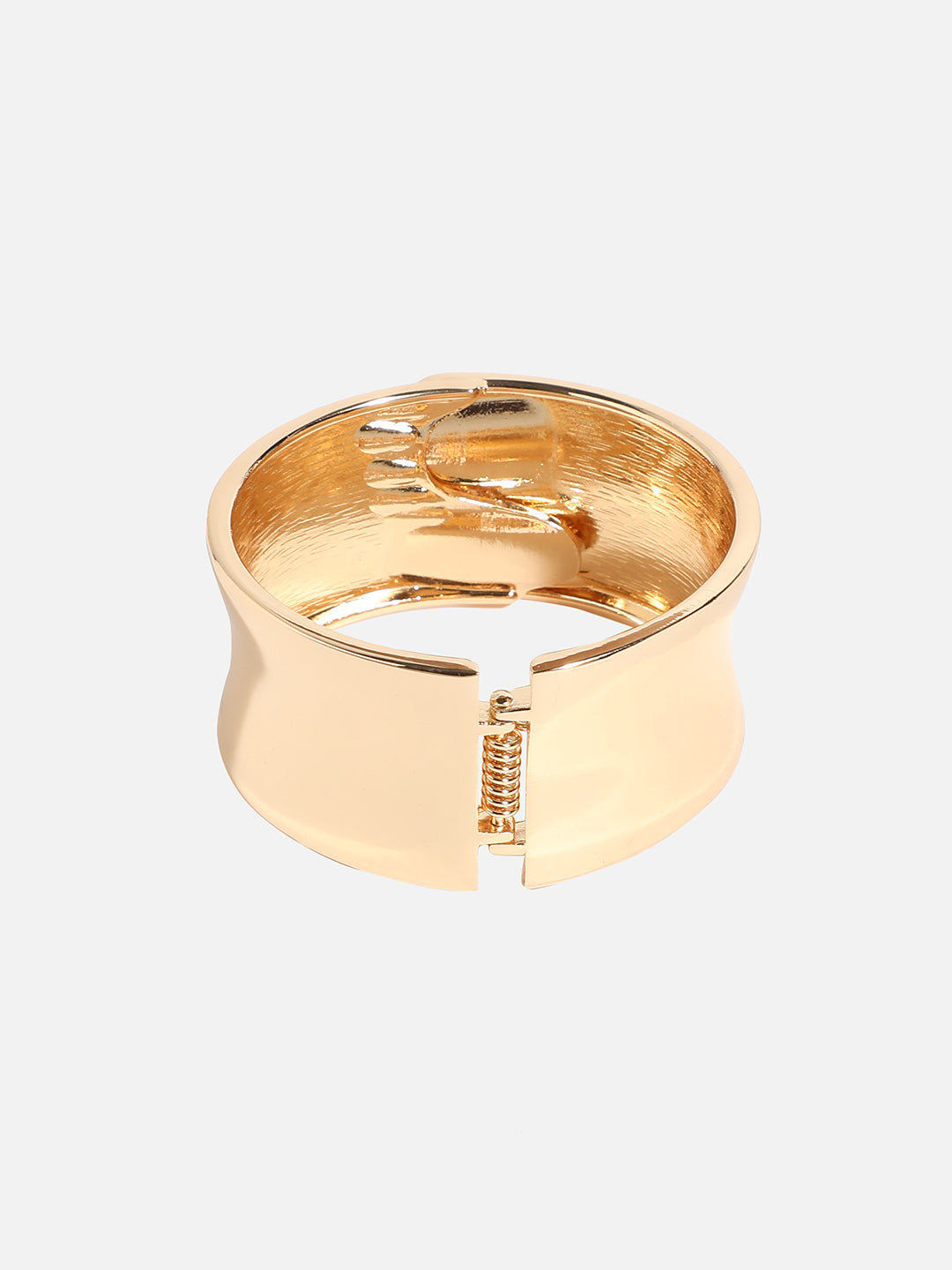 Gold-Plated Stones Studded Overlap Cuff Bracelet