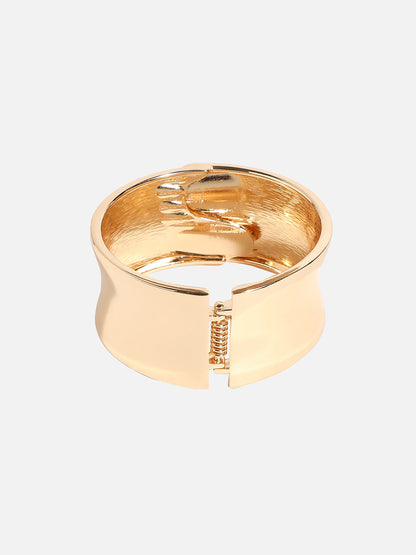 Gold-Plated Stones Studded Overlap Cuff Bracelet