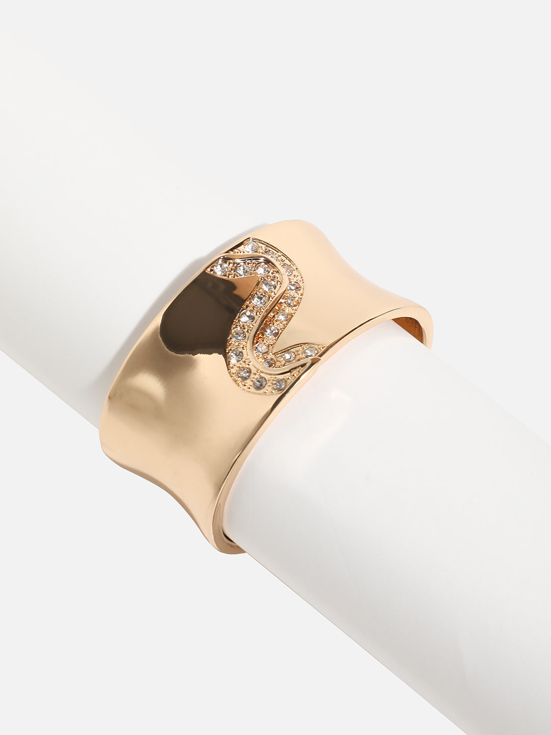 Gold-Plated Stones Studded Overlap Cuff Bracelet