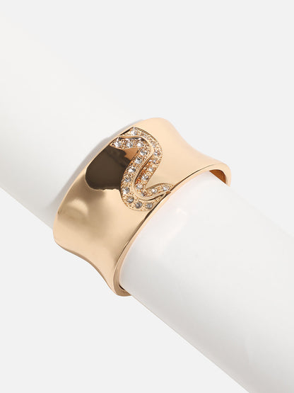 Gold-Plated Stones Studded Overlap Cuff Bracelet