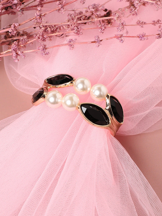 Gold-Plated Pearls Beaded Link Bracelet