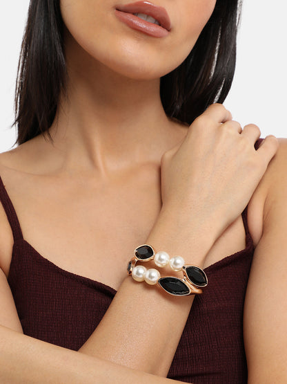 Gold-Plated Pearls Beaded Link Bracelet