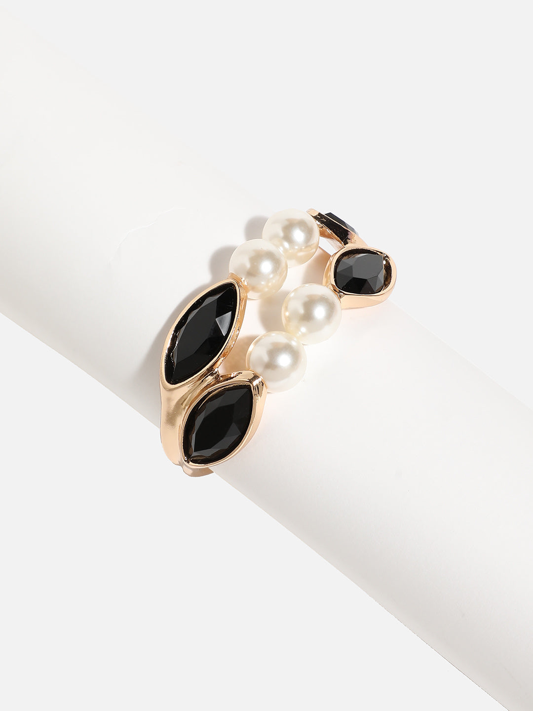 Gold-Plated Pearls Beaded Link Bracelet