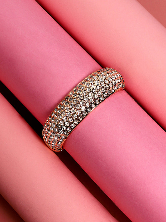 Gold-Plated Stone-Studded Bangle-Style Bracelet