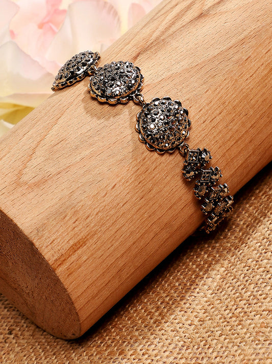 Gold-Plated Stone Studded Charm Bracelet