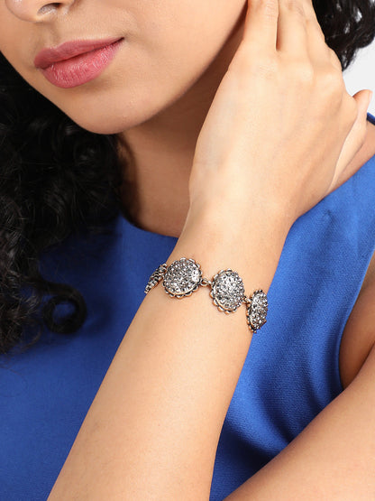 Gold-Plated Stone Studded Charm Bracelet