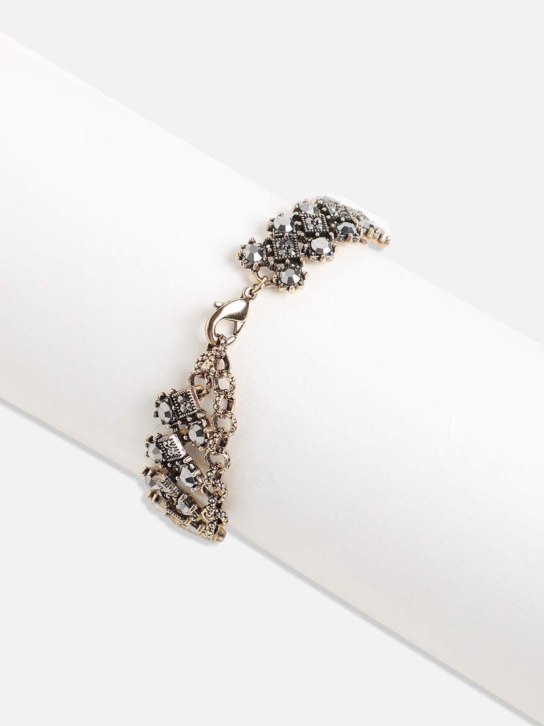 Gold-Plated Stone Studded Charm Bracelet