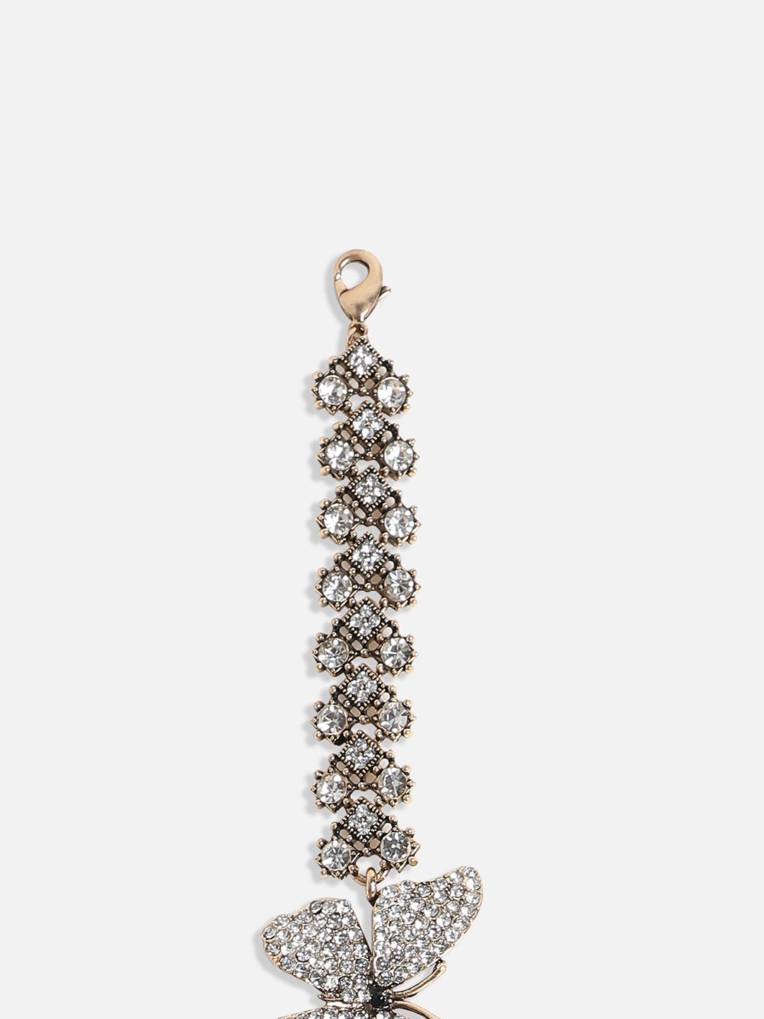 Gold-Plated Crystal Studded Charm Bracelet