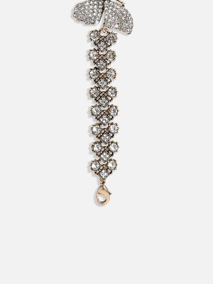 Gold-Plated Crystal Studded Charm Bracelet