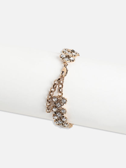 Gold-Plated Crystal Studded Charm Bracelet