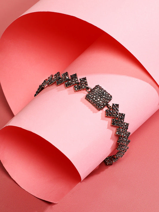 Gold-Plated Stone-Studded Link Bracelet