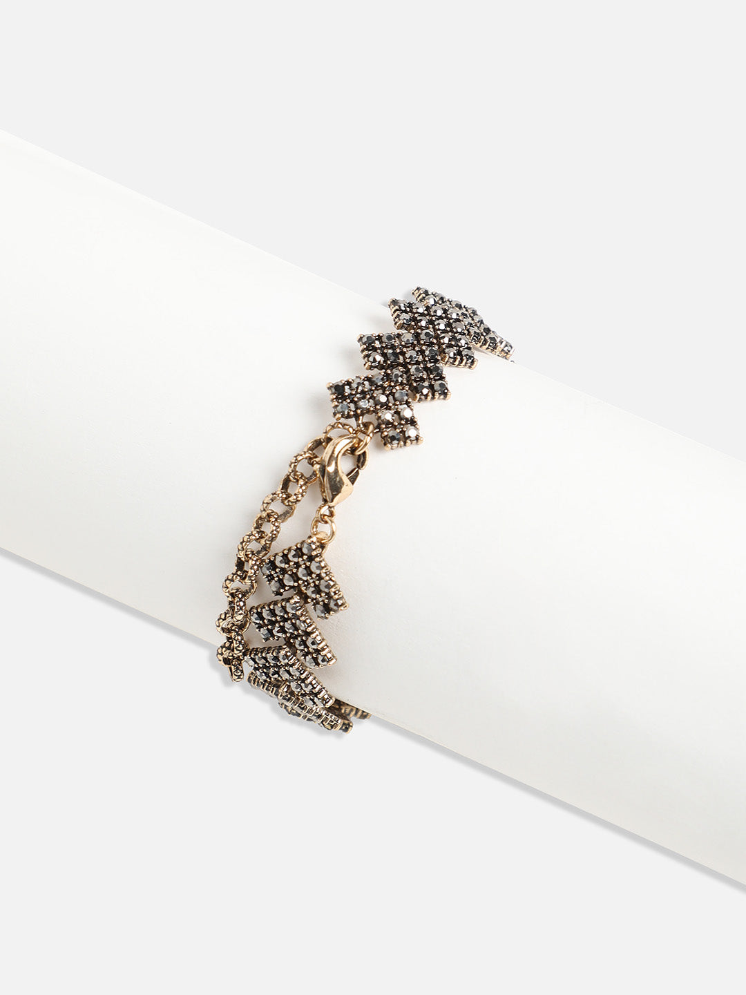 Gold-Plated Stone-Studded Link Bracelet