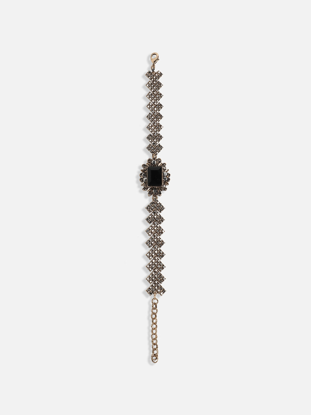 Gold-Plated Crystal Studded Link Bracelet