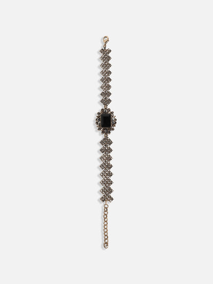 Gold-Plated Crystal Studded Link Bracelet