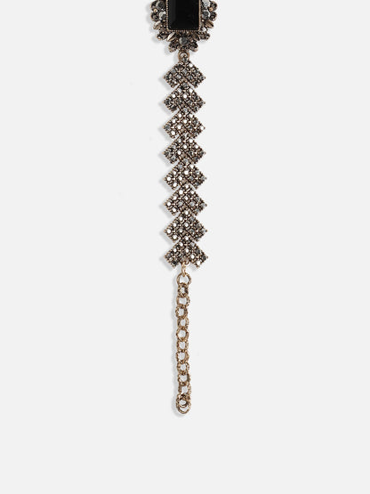 Gold-Plated Crystal Studded Link Bracelet
