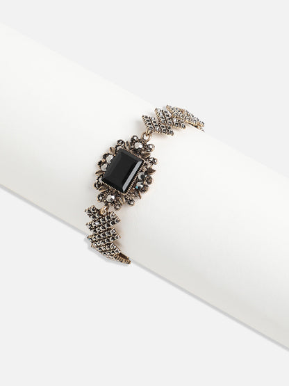 Gold-Plated Crystal Studded Link Bracelet