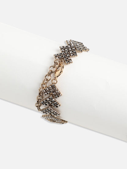 Gold-Plated Crystal Studded Link Bracelet