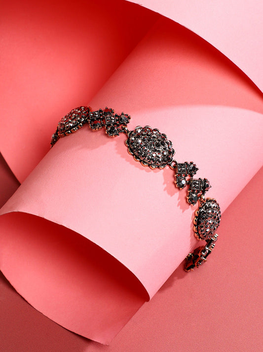 Gold-Plated Stone Studded Link Bracelet