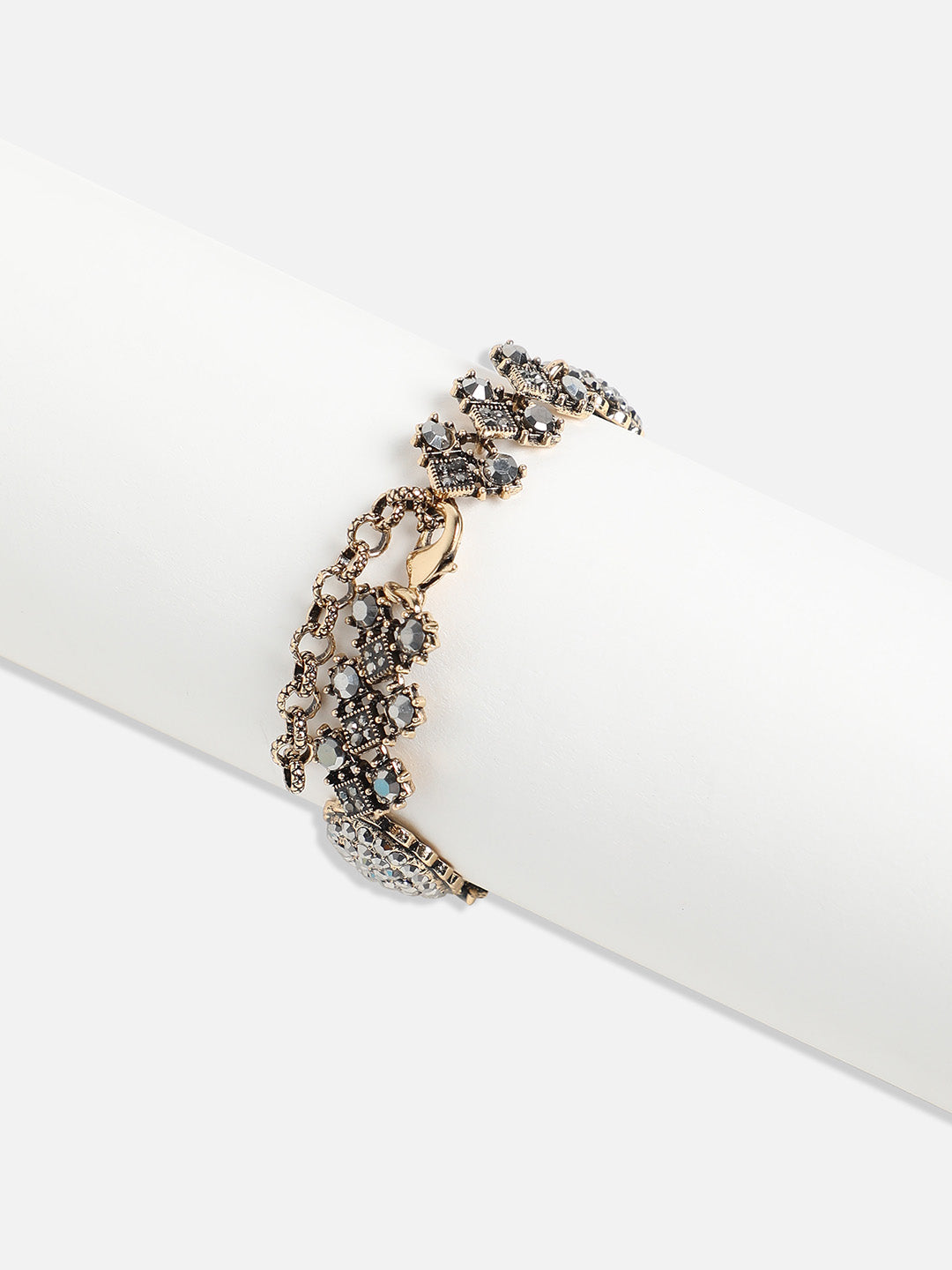 Gold-Plated Stone Studded Link Bracelet