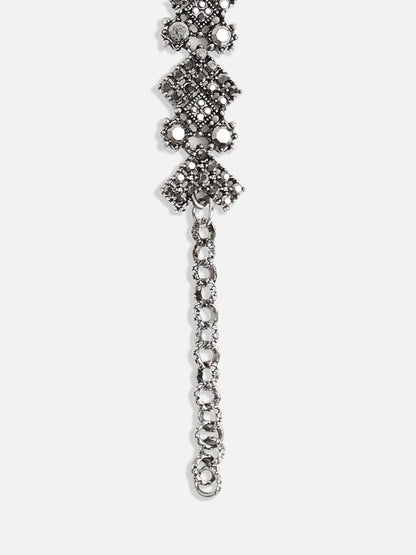 Silver-Plated Crystal Studded Charm Bracelet