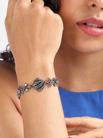 Gold-Plated Crystal Studded Link Bracelet