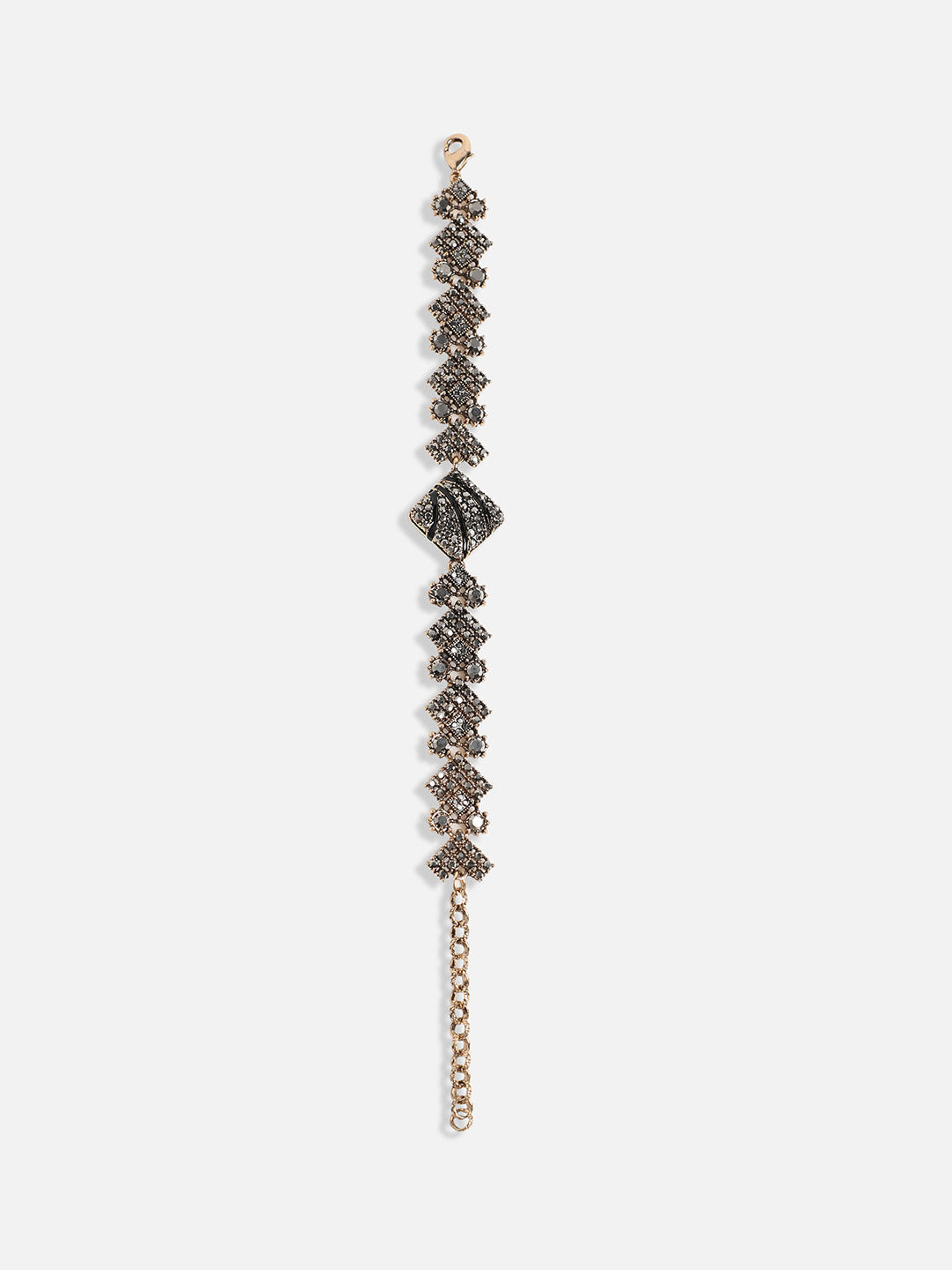 Gold-Plated Crystal Studded Link Bracelet