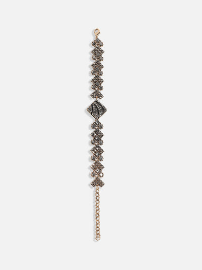 Gold-Plated Crystal Studded Link Bracelet
